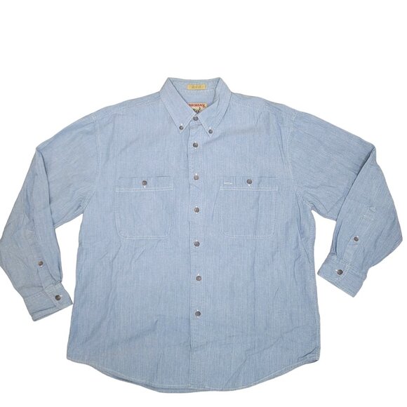 Adirondack Men's Button-Up Chambray denim Shirt With Pockets western casual L - Picture 1 of 4